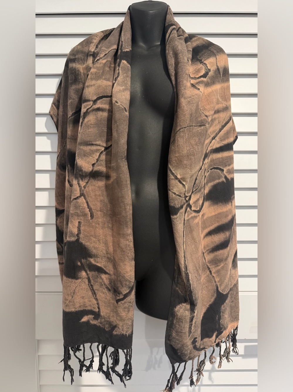 Abstract Bleached brown and Black Oversized Scarf
